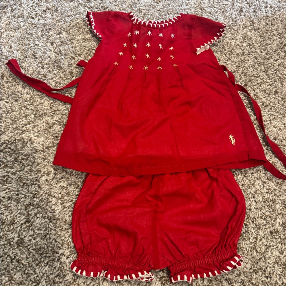 ❌SOLD Well Dressed Wolf Red Juju Tunic Short Set Baby Girl Outfit 2T